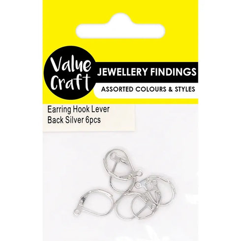 13mm Silver Colour Earring Hook with Lever Back